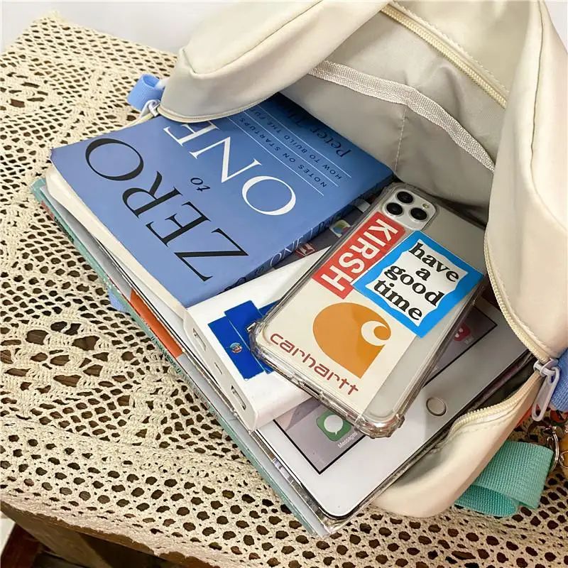 

2021 New Multifunction Contrast Color Women Backpack Female Waterproof Nylon Insert Buckle Small Schoolbag Lovely Travel Bag