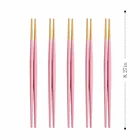 Палочки для еды китайские, розовые и золотые, многоразовые, металлические, 5 пар