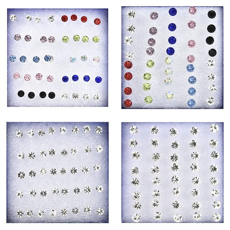 Серьги подвески круглые с прозрачными кристаллами 4 мм 5 1