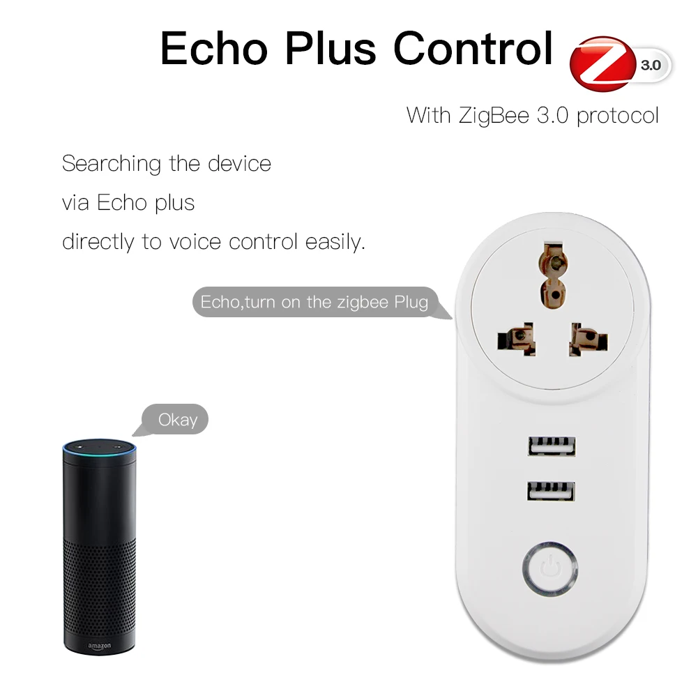 В ZigBee3.0 двойной USB беспроводной разъем SmartThings приложение дистанционное