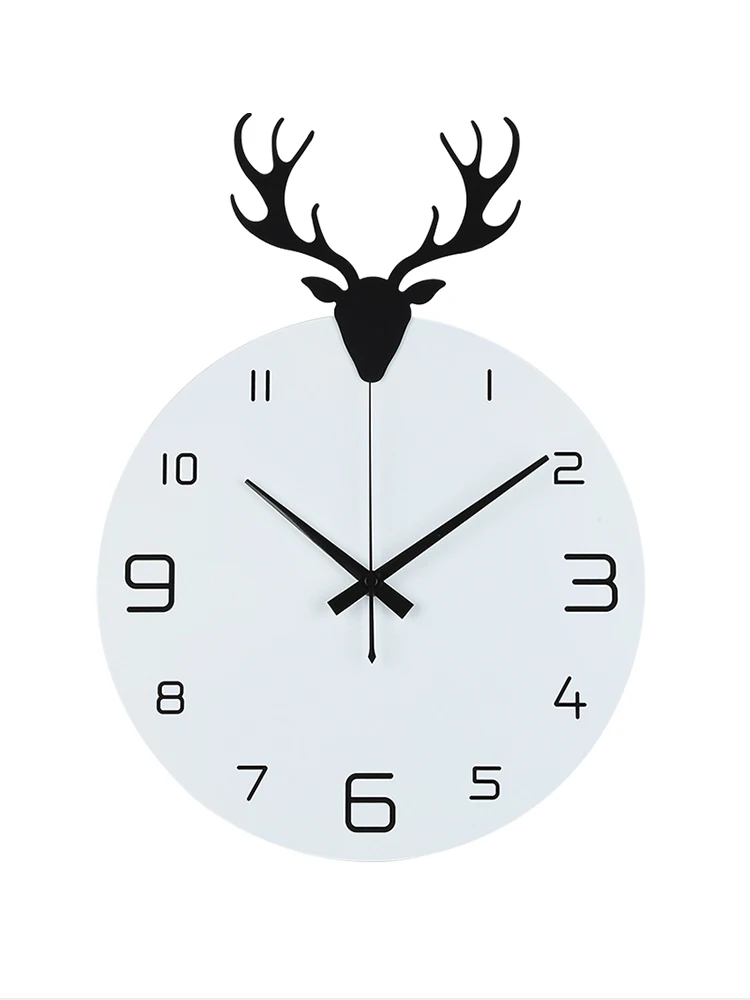 Скандинавские 3d настенные часы с металлической современной головой оленя