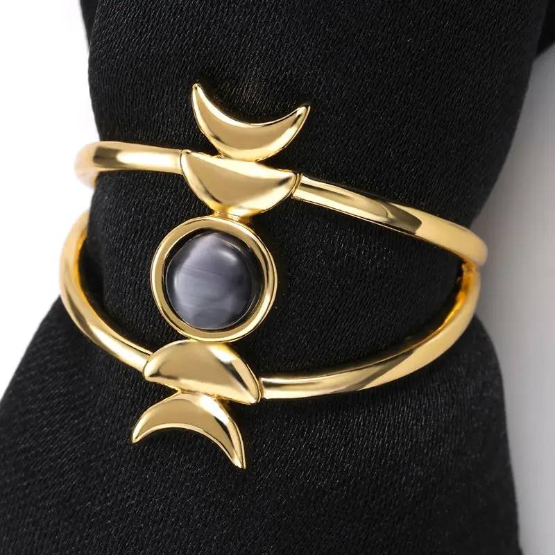 

2021 New Total Moon Eclipse Ring Retro Opal Moon Women Jewelry Moonstone Aesthetic Accessories Gothic Style Rings Wholesale