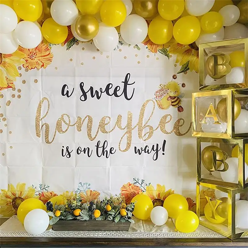 

Yellow Balloons Decoration Garland Arch Kit Cute Bee Baby Shower Kid Birthday Party Balloon Decoration Background