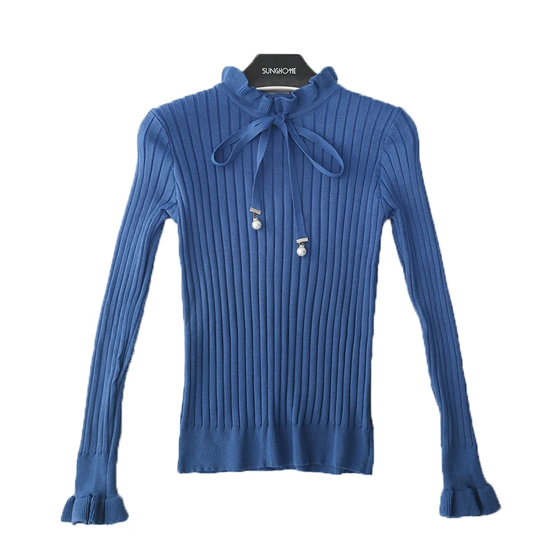 

winter sweet bowknot nail bead half a turtleneck sweater female falbala pullovers render unlined upper garment to coat