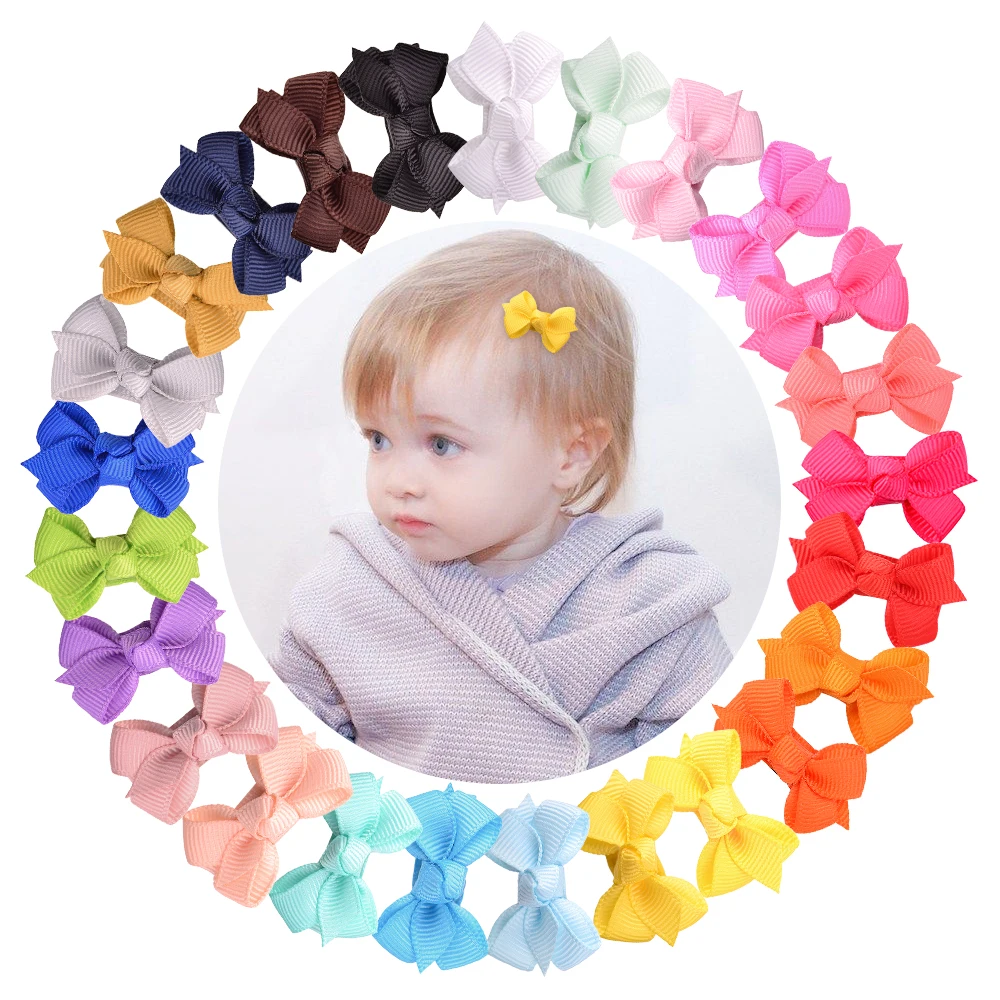 

25Pcs/lots Mini Solid Hair Bows With Clip For Cute Girls Hair Clips Boutique Hairpins Barrettes Headwear Kids Hair Accessories