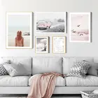 Милые постеры, современная картина для домашнего декора, Скандинавская Картина на холсте настенные картины, розовые декоративные принты для гостиной в скандинавском стиле
