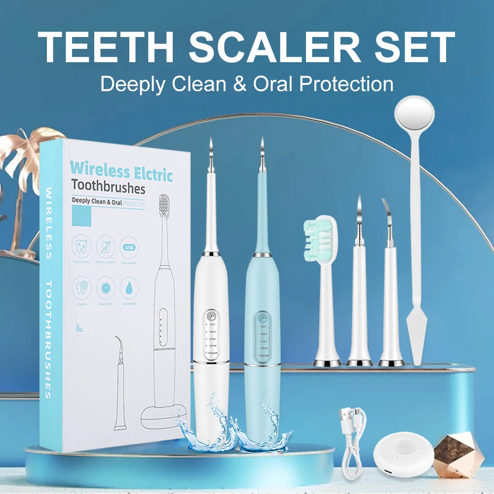 

Plaque Remover Electric Ultrasonic Teeth Cleaner with 5 Modes Dental Tartar Remover Oral Care for Adult Cleaner Teeth Whitening
