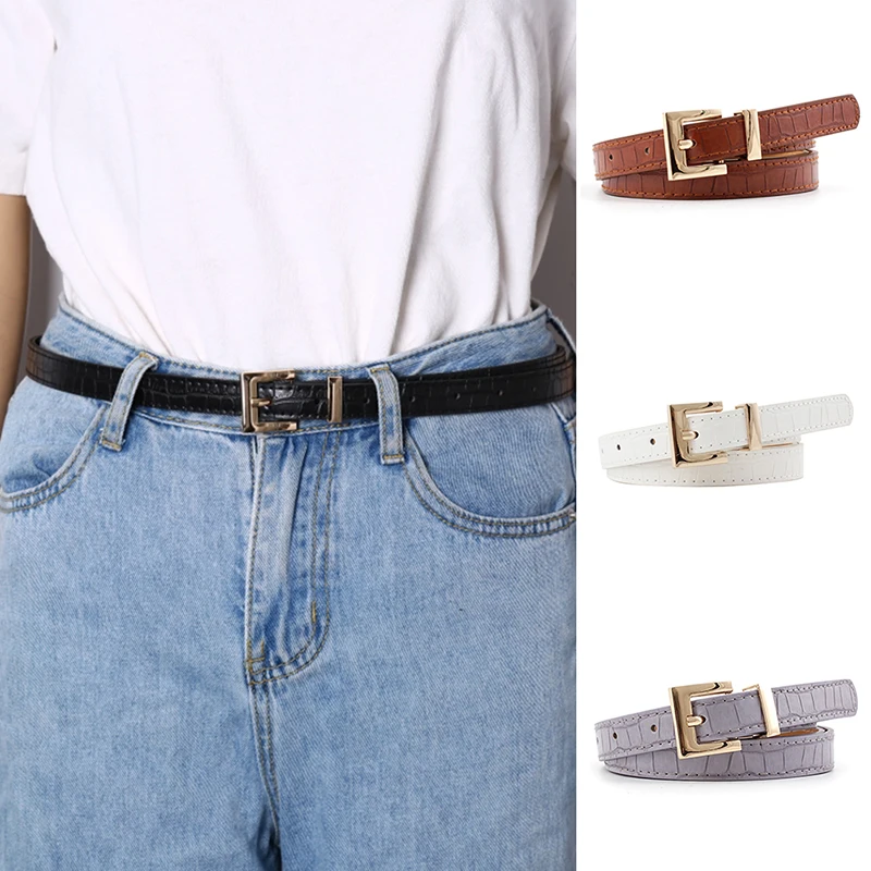 

Women Belt Imitation leather Alloy Pin Buckle Belt New Double Circle Button Belt Leisure Jeans Fashion Dress Belt