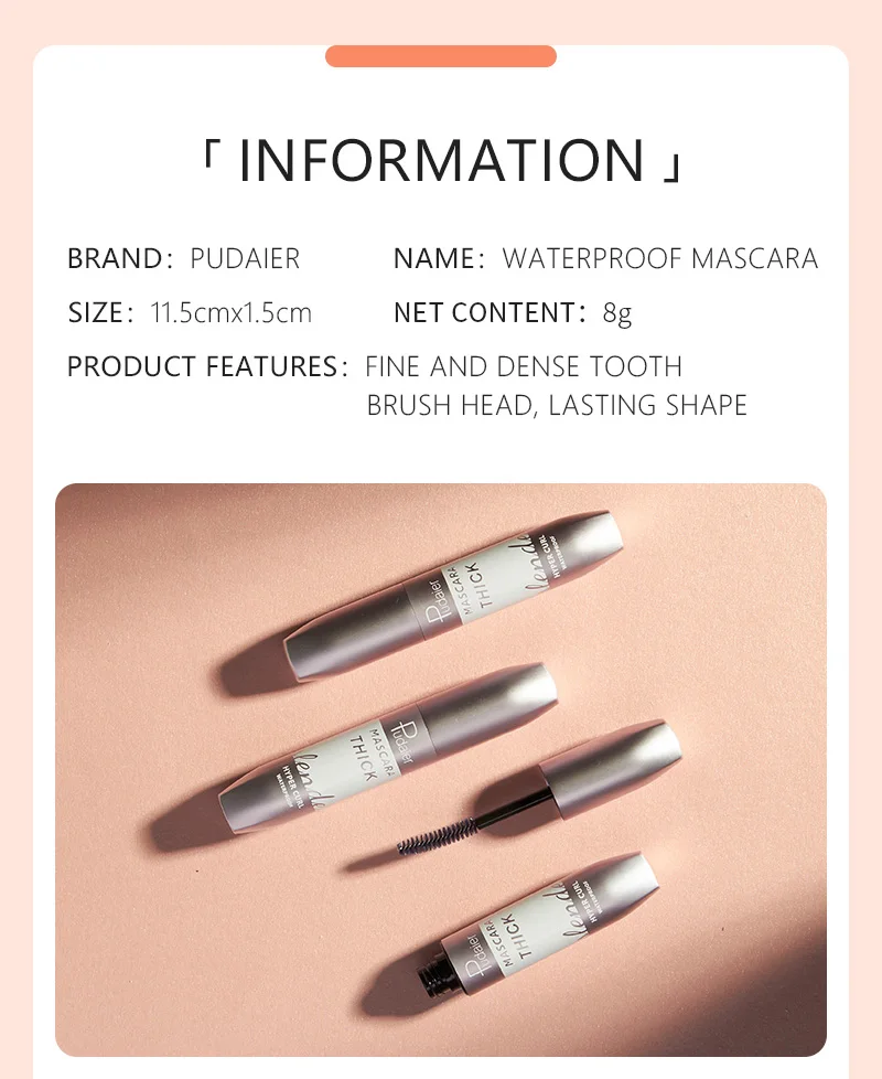 

4D Silk Fiber Silicone Brush Head Thick Curling Mascara Natural Long Lasting Waterproof Lengthening Non-smudged Mascara TSLM1