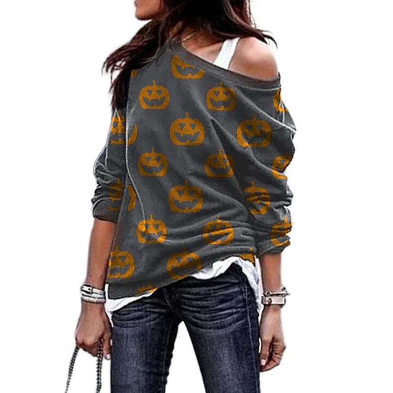 

2020 Halloween European and American winter new cartoon print round collar head women's clothing.