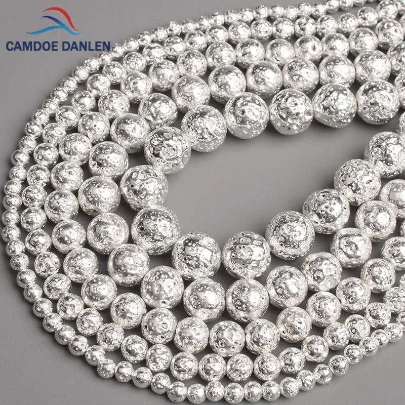 Бусины из натурального камня ярко-серебристые круглые бусины россыпью 5 6 8 10 12 мм