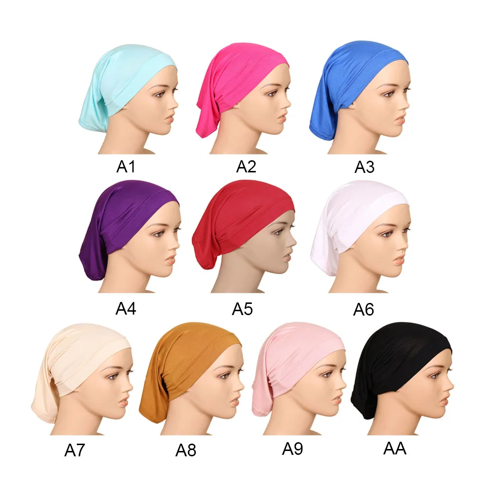 

Muslim Headscarf Women Hijab Cap Cotton Under Scarf Bone Bonnet Neck Cover