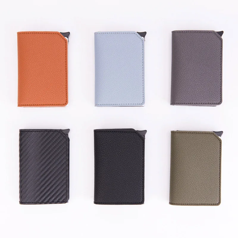 Новый анти кражи карты чехол из углеродного волокна RFID всплывающее окно