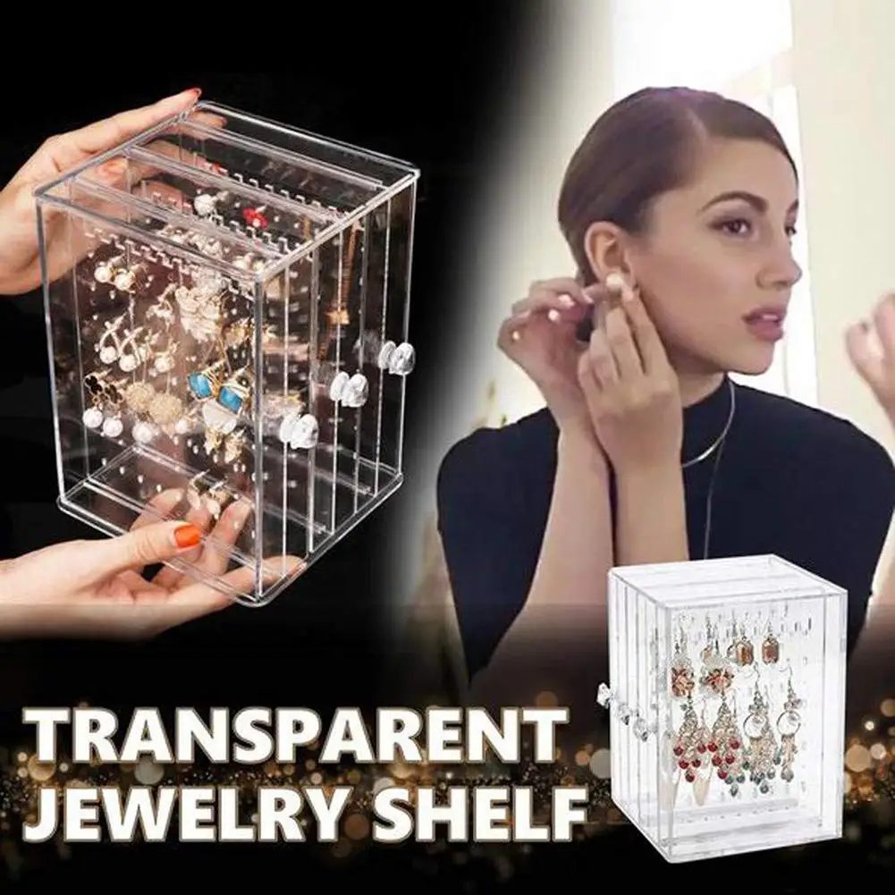 

Earrings Showcase Stand Box Ear Stud Case Organizer Jewelry Display Rack Holder