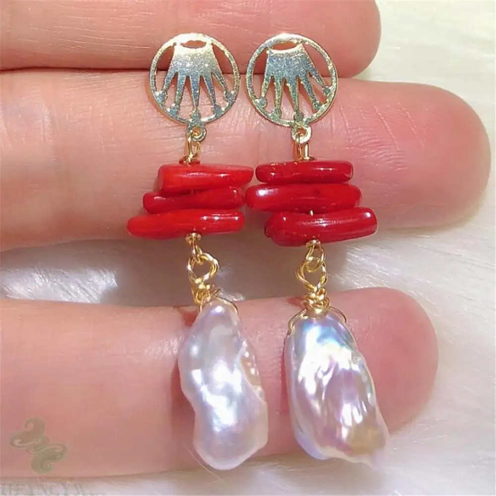 

Фиолетовый барочный серьги с жемчугом 18 К золотые серьги-гвоздики классические женские свадебные Висячие аксессуары подарок