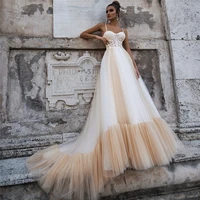 sexy spaghetti strips a line tulle wedding dresses pleated custom made long bridal gowns spring formal princess bride dress
