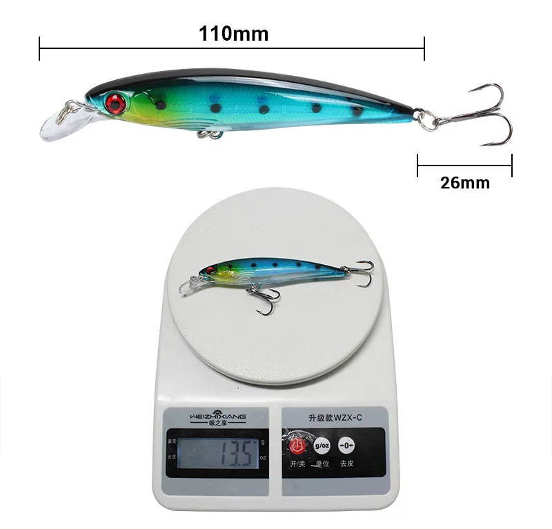 

10pcs 13.6g 11.2cm Minnow Fishing Lure Set Wobblers Artificial Bait Carp Fishing Accessories 6# Fishing Hooks For Perch Trout