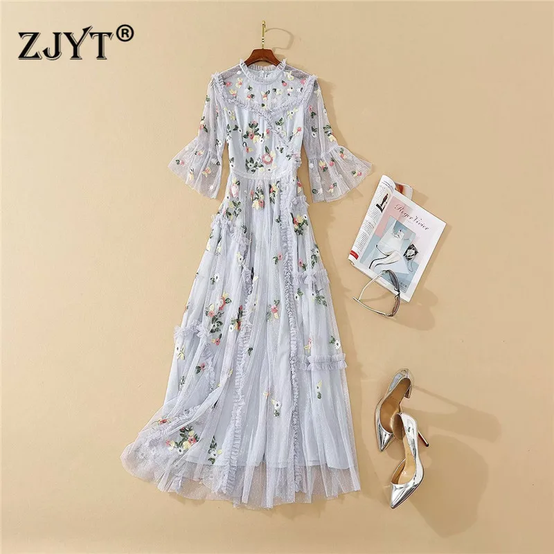 Высококачественное подиумное платье макси осенняя Женская одежда элегантное