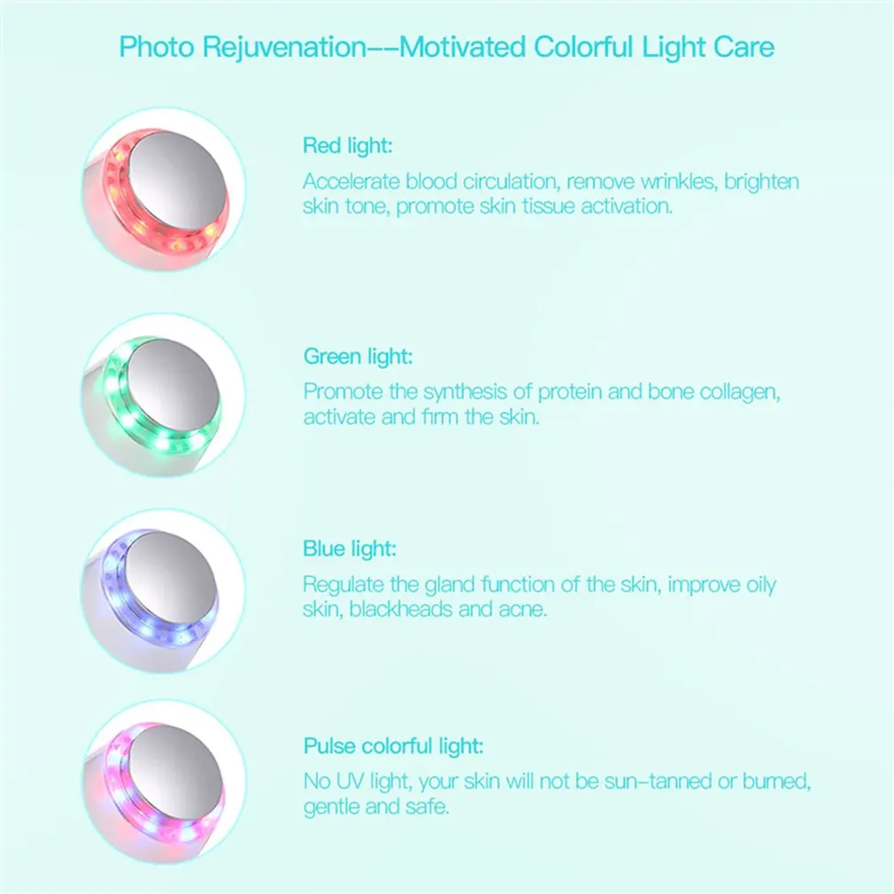 

LED Photon Ultrasonic Skin Cleaner Wrinkle Remover Ultrasound Facial Beauty Massager Electronic Skin Instrument