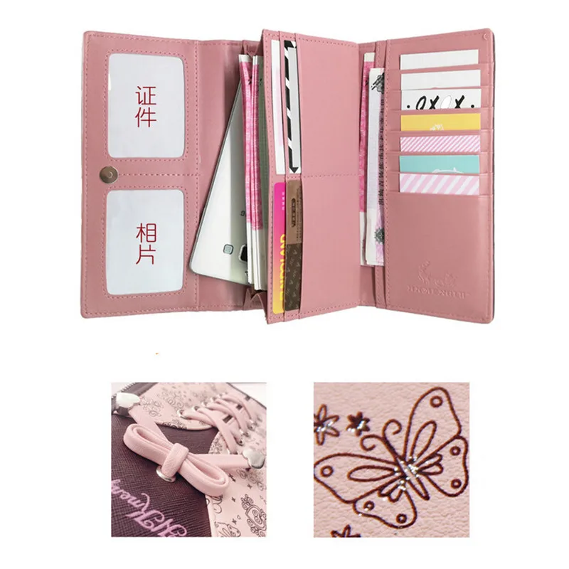 

Shoelace Style Pocket Long Wallet PU Leather Multi-functional Wallet Women Coin Purse Card Holders Clutch Female Wallets Purse