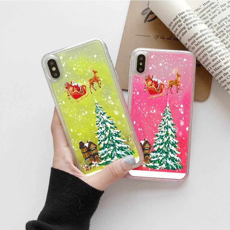 Christmas Luminous Phone Case for IPhone 11 Pro XS Max X Fashion Quicksand Cover Iphone 7 8 6 S 6S Plus 7Plus 5 5S |
