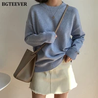 bgteever basic o neck knitted jumpers for women sweater casual loose long sleeve winter sweater female pullovers streetwear