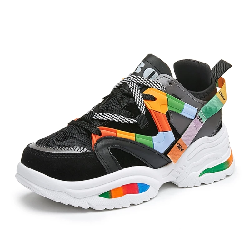 Трендовые кроссовки Женская Вулканизированная обувь разноцветная дышащая на