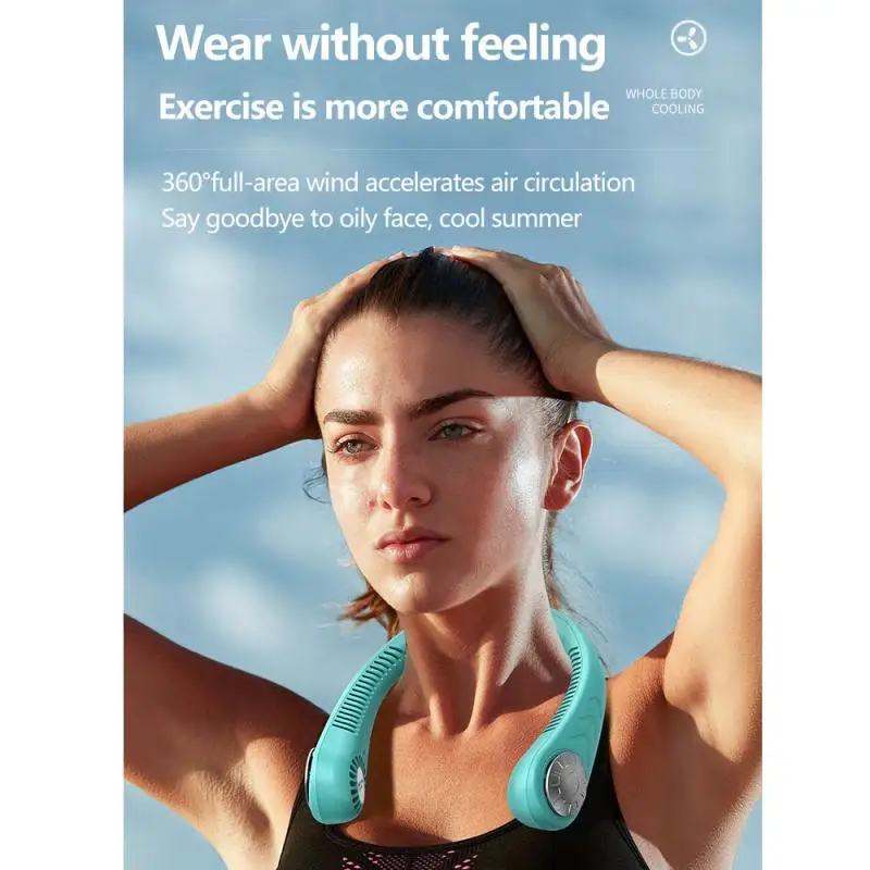 

Mini Rechargeable Leafless Hanging Fans Neck Fan Portable Bladeless Fan Outdoor Air Cooler Cooling Wearable Neckband Fans
