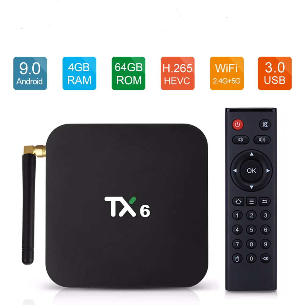 ТВ приставка Skywoods Android 9 0 TX6 4 Гб 64 5 8G Wifi Allwinner H6 Quad Core USD3.0 BT4.2 4K Google Play Youtube