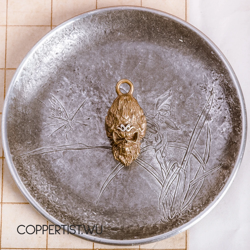 Coppertist. Wu Обезьяна Король Брелки Подвески латунь с серебром китайский супер герой Sun Wukong бронза Зодиак обезьяна ключи цепи