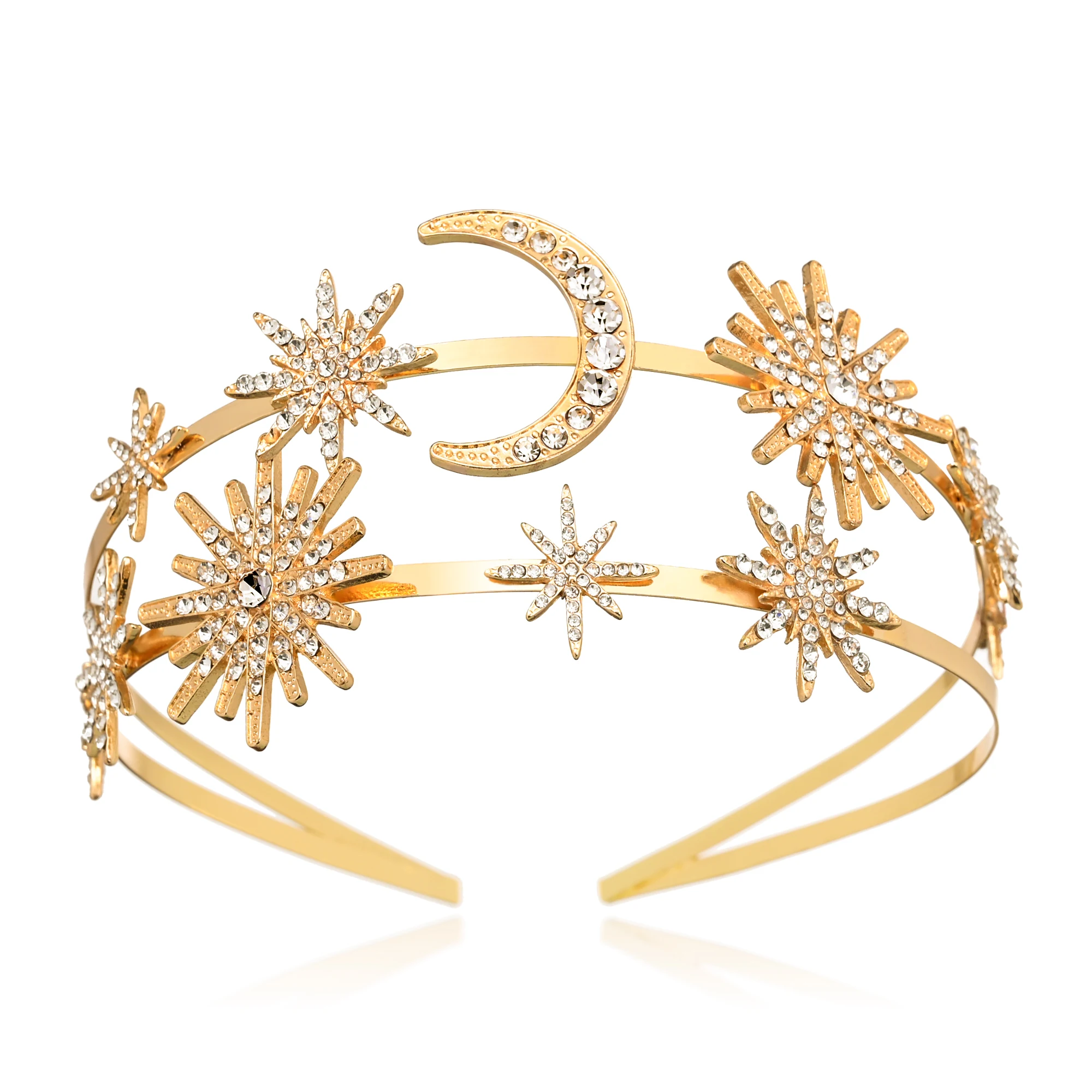 Star Halo Crown Goddess Halo Crown Star Moon Crown and Tiara for Women Boho Wedding Headpiece