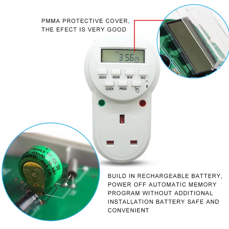 Штепсельная розетка 13A штепсельная вилка Великобритании электронный цифровой