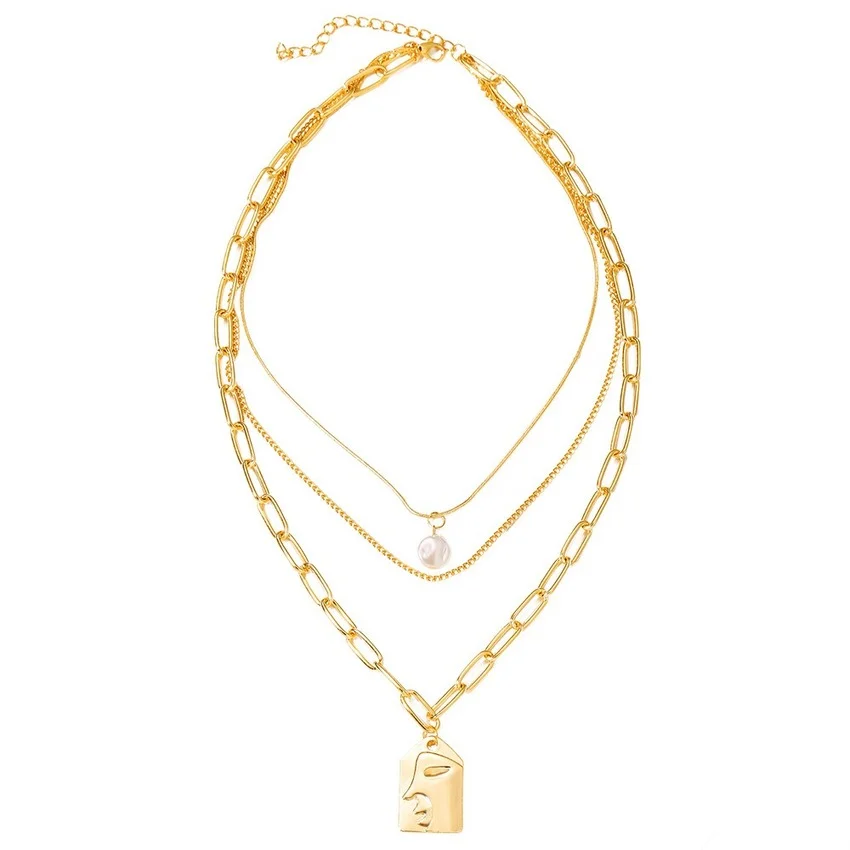 Модное асимметричное жемчужное ожерелье для женщин Золотистое Ожерелье-чокер с