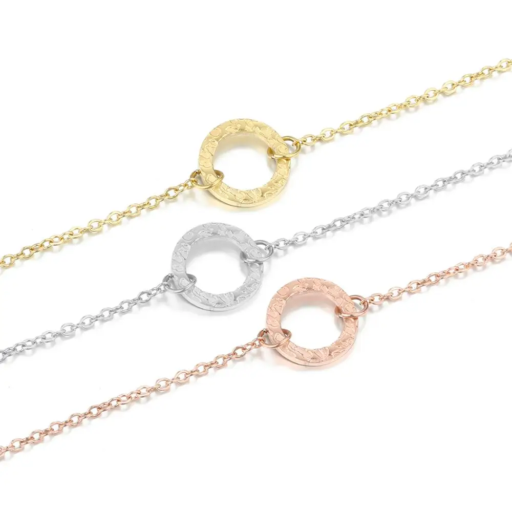 Модное женское ожерелье с подвеской круг Короткие вечерние из нержавеющей стали