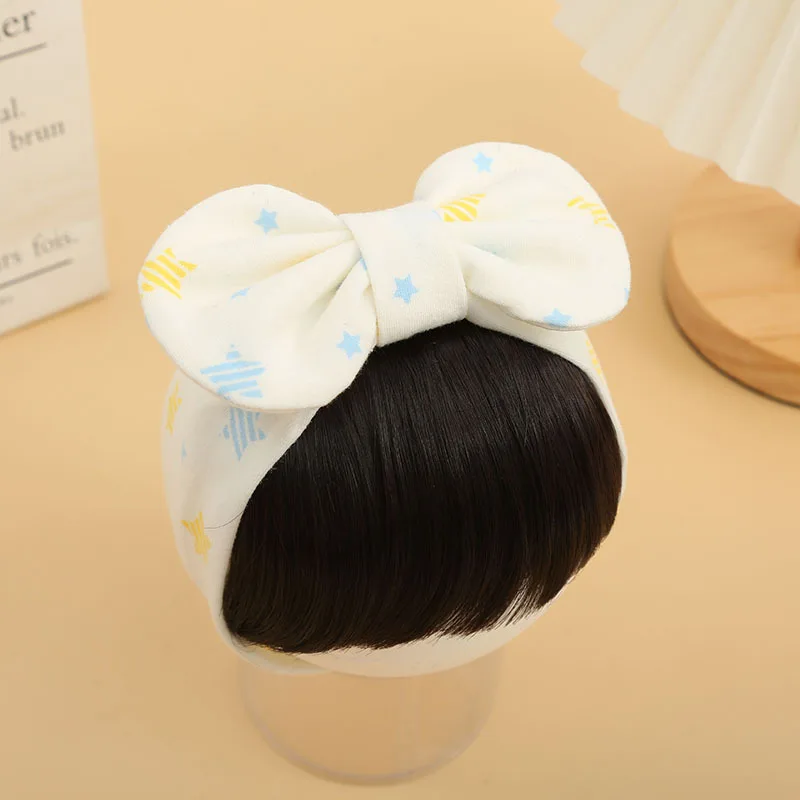 Аксессуары для волос с хлопковым принтом и бантом модная Милая шапка париком