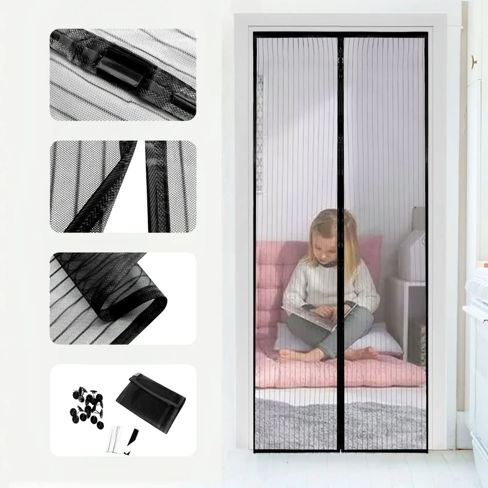 

Hot Summer Anti Mosquito Insect Fly Bug Curtains Magnetic Net Mesh Automatic Closing Door Screen Kitchen Curtain