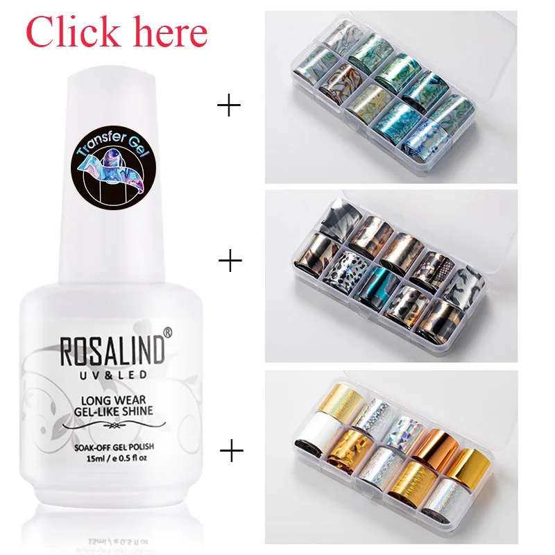 ROSALIND Slider Foil Stickers For Nails Art decals Manicure Set Design Top Semi Permanent Nail Stickers Kit Need Base Gel Polish