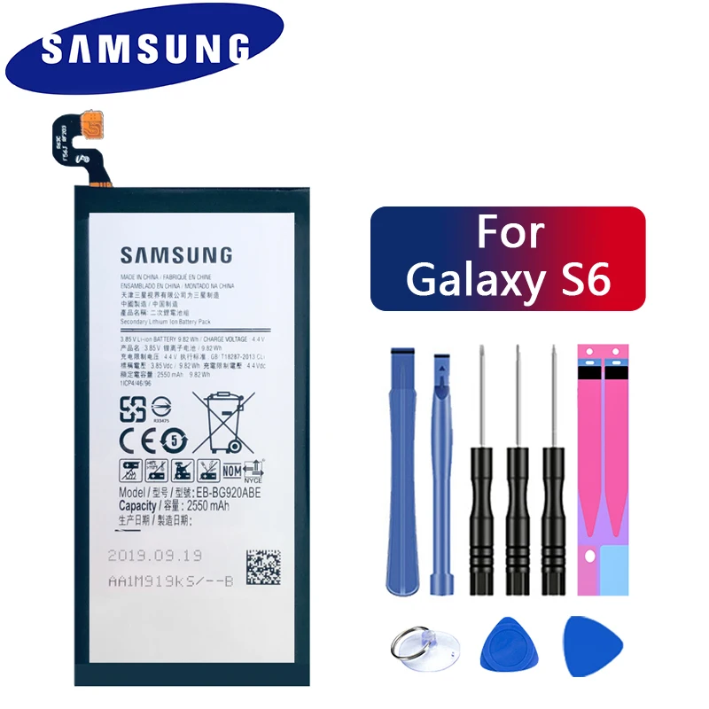 samsung Замена Батарея EB-BG920ABE для samsung GALAXY S6 SM-G920 G920F G920i G920A G920V G9200 G9208 G9209 2550 мА-ч