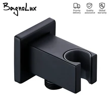 Solid Brass Modern Matt Black Shower Accessories Wall Mounted Square Hand Shower Holder Wall-Mounted Fixed Hand Shower Bracket