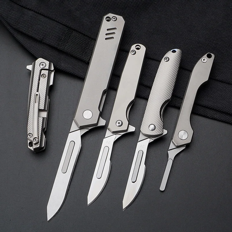 

Карманный мини-скальпель HWZBBEN TC4Titanium с лезвиями
