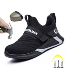 Мужские защитные ботинки, черные плетеные ботинки без застежки, легкая защитная обувь с защитой от ударов и проколов 2020