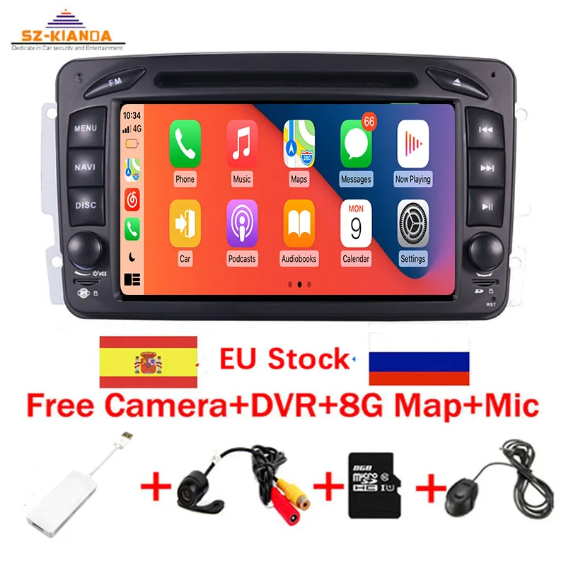 В наличии 7 &quotAndroid 10 0 автомобильный dvd плеер для Mercedes Benz CLK W209 W203 W463 Wifi 3G GPS Bluetooth
