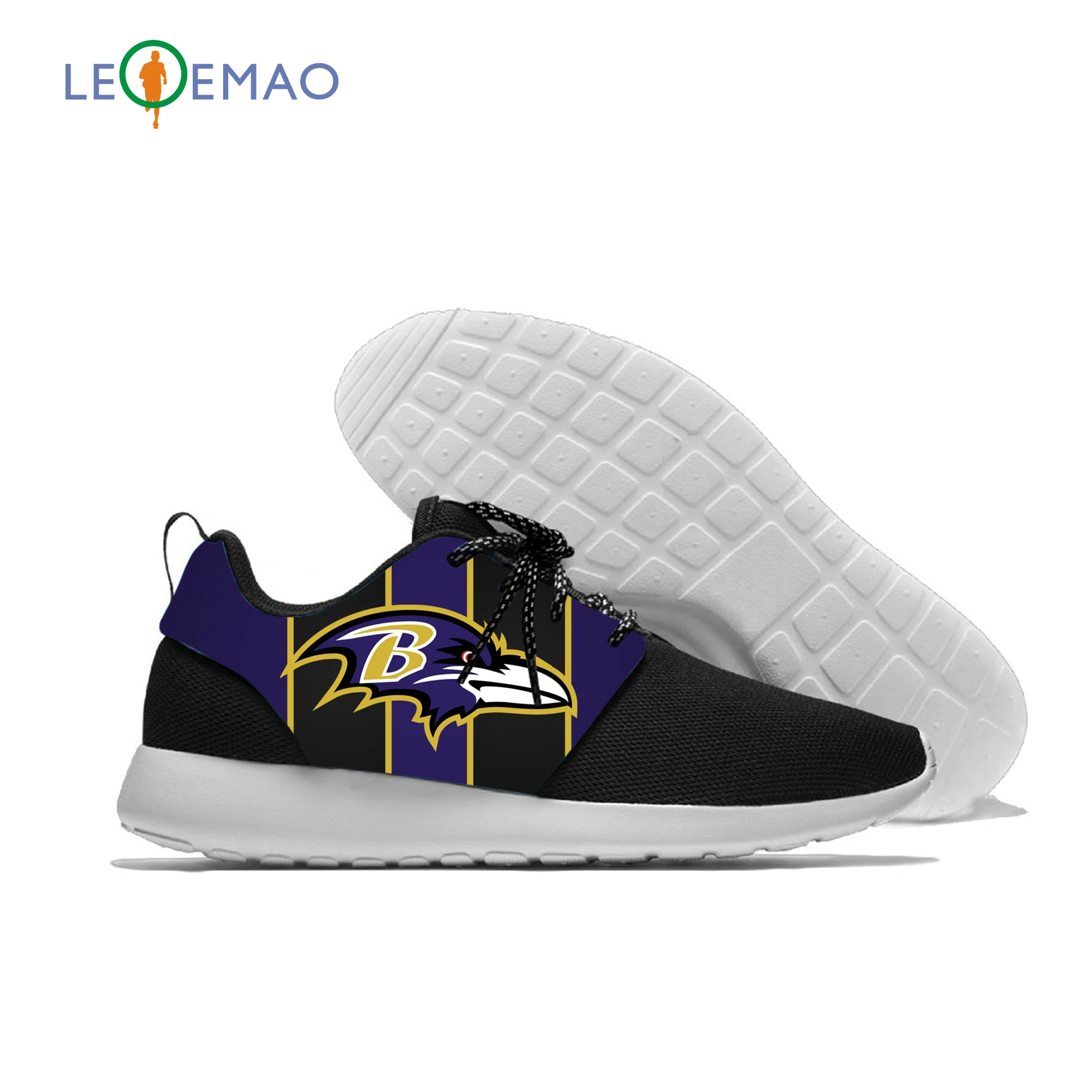 

Black White Pink Custom Ravens Logo Running Shoes Unisex Casual Shoes Women Men Baltimore Football Fans Sneakers