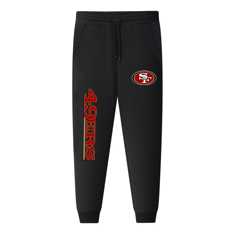 49ers Black Патриоты чемпионы плюс бархатные спортивные штаны Новая Англия Мужские Женские Теплые повседневные спортивные брюки для влюбленных размера плюс XS-5XL - Цвет: 49ers Black