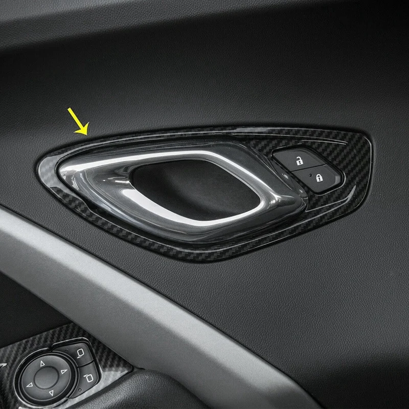 

Carbon Fiber Inner Inside Door Handle Frame Cover Trim for Chevrolet Camaro 2017+ Decoration Accessories
