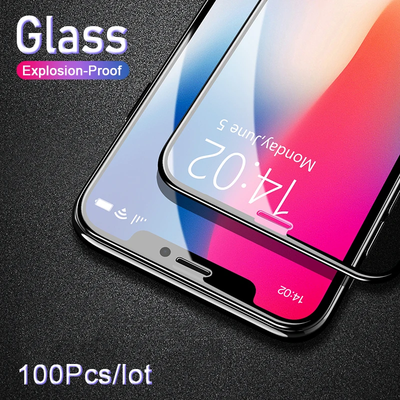 100 шт./лот полное покрытие Защитное стекло для iphone X XS XR 11 12 Pro Max SE 2020 Защитная