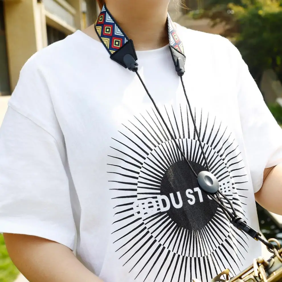 Черный Окантованный Алмазный Узор Полиэстер для саксофона на шею ремень цветной