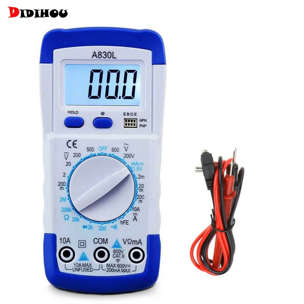 DIDIDHOU XL830L Ручной цифровой мультиметр с ЖК подсветкой Портативный AC/DC Амперметр