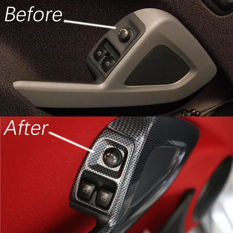 

4Pcs Car Carbon Fiber Door Handle Window Switch Trim Sticker for Mercedes-Benz Smart Fortwo 451 2008-2014