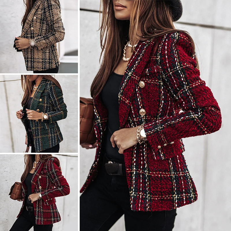 

Женский новый костюм S-3xl 4 цветов, маленький стильный костюм с длинным рукавом, двубортный пиджак с принтом